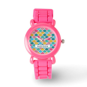 Colourful Mermaid Scales Monogram Watch