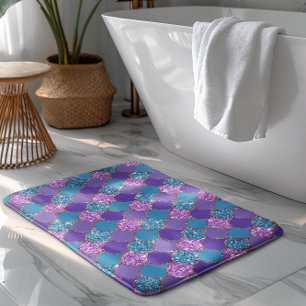 Colourful mermaid scales pattern bath mat