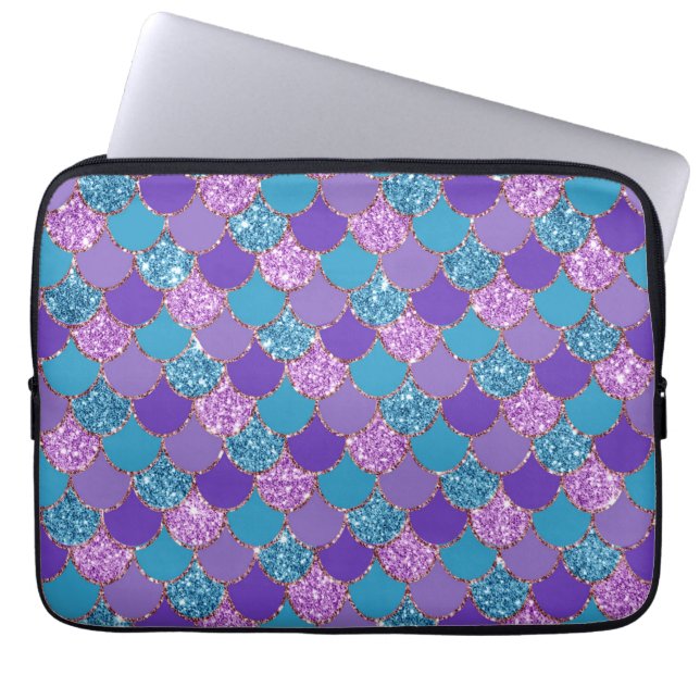 Colourful mermaid scales pattern laptop sleeve (Front)
