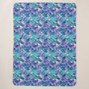 Colourful Mermaid Scales Pattern Little Girls Sherpa Blanket