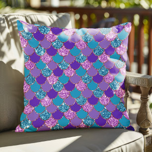 Colourful mermaid scales pattern throw pillow