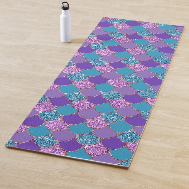 Colourful mermaid scales pattern yoga mat (In Situ)