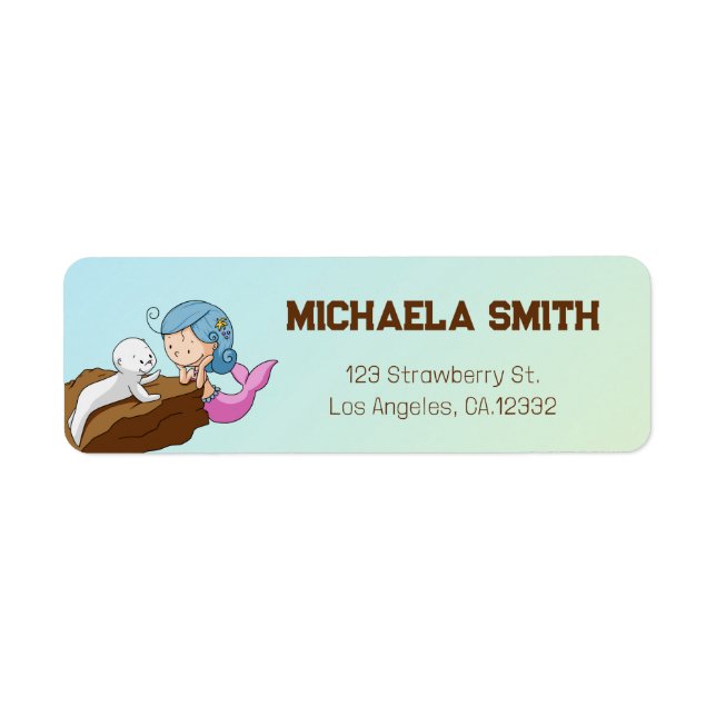 Colourful Mermaid Seal Return Address (Front)