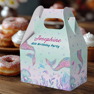 Colourful Mermaid watercolor birthday Favor Box