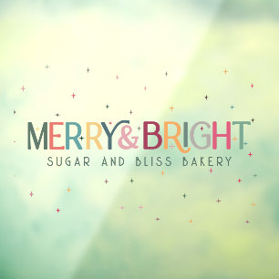 Colourful Merry and Bright Business Name Window Cling