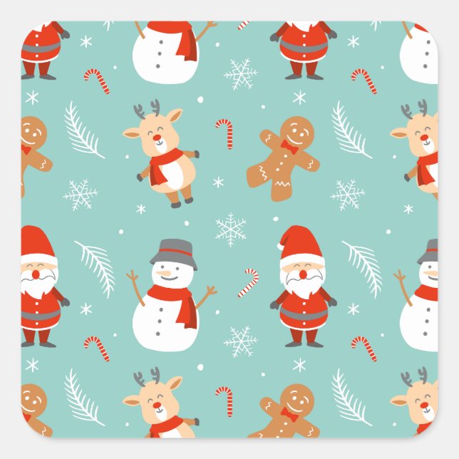 Colourful Merry and Bright Christmas 2023 Family H Square Sticker (Front)