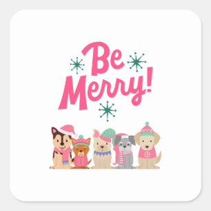 Colourful Merry and Bright Christmas 2023 Family Square Sticker
