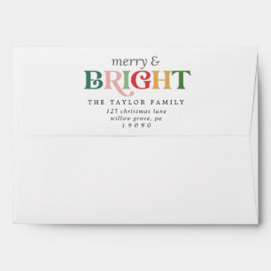 Colourful Merry and Bright Christmas Card Envelope