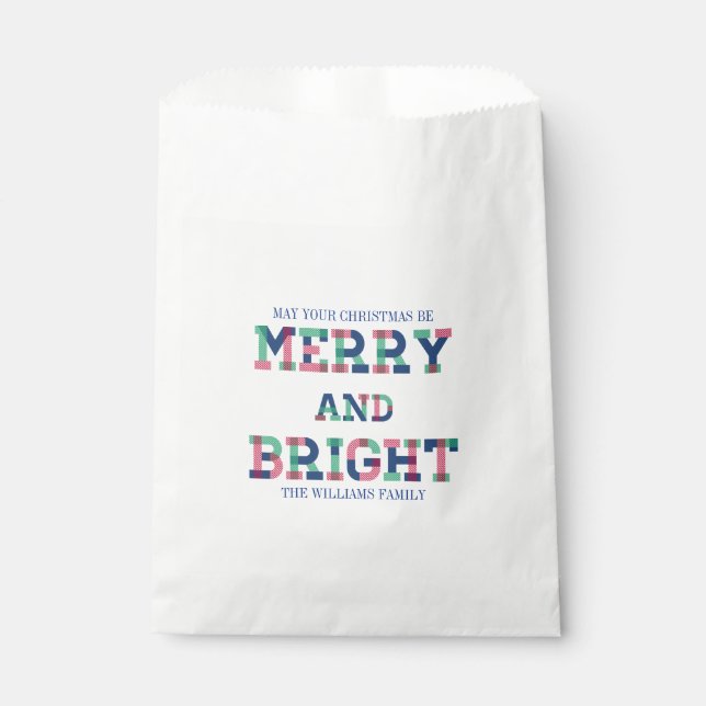 Colourful Merry And Bright Christmas Favour Bag (Front)