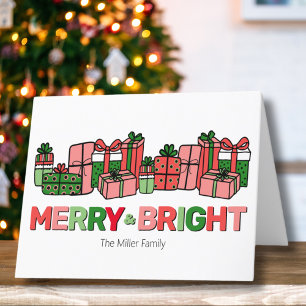 Colourful Merry And Bright Christmas Holiday Card