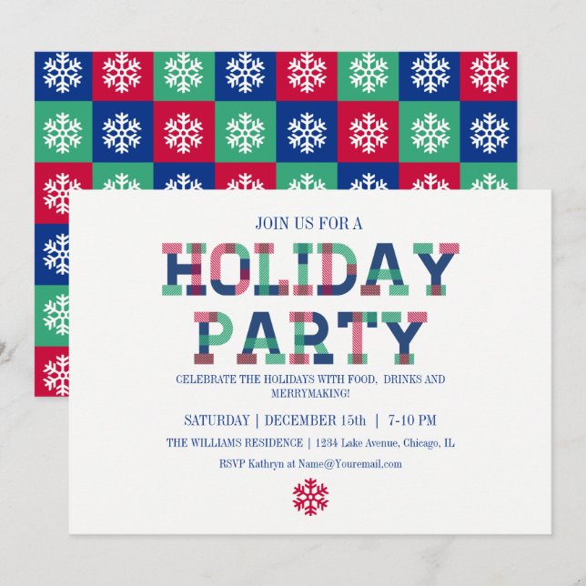 Colourful Merry And Bright Christmas Invite Card (Front/Back)
