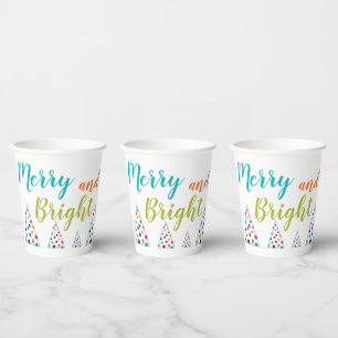 Colourful Merry and Bright Christmas Paper Cups
