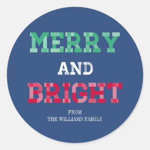 Colourful Merry And Bright Christmas Sticker