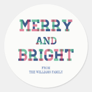 Colourful Merry And Bright Christmas Sticker