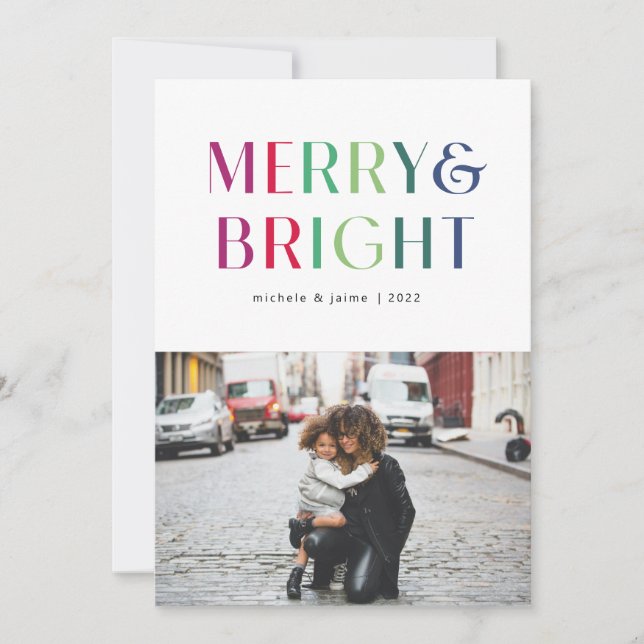 colourful merry and bright holiday card (Front)