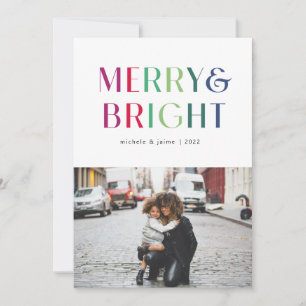 colourful merry and bright holiday card