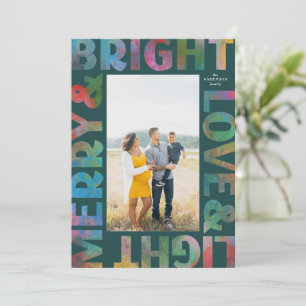 Colourful Merry and Bright Love and Light Holiday Card