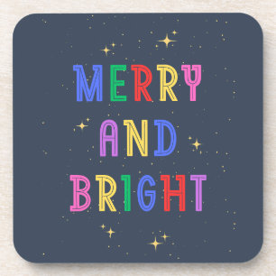 Colourful Merry and Bright, navy Coaster