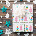 Colourful Merry Bright Pink Christmas Tree Custom Wrapping Paper Sheet<br><div class="desc">Cute and cheerful holiday wrapping paper sheets featuring a colourful strand of Christmas lights wrapped around your vibrant script. May Your Days Be Merry and Bright written in bold letters from light blue to your family name in hot pink. A rainbow of colours on cute gift wrap for the holidays...</div>