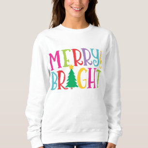 Colourful Merry & Bright Tree Cute Christmas Sweatshirt