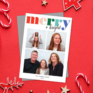 Colourful Merry & Bright Typography Holiday Phot