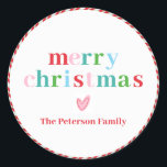 Colourful Merry Christmas Classic Round Sticker<br><div class="desc">Colourful Merry Christmas Stickers for Christmas gift tags or gift labels.</div>