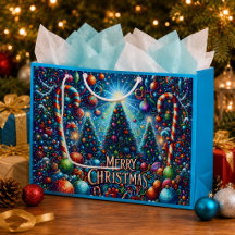 Colourful Merry Christmas Decorated Trees