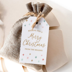 Colourful Merry Christmas Family Gift Tags