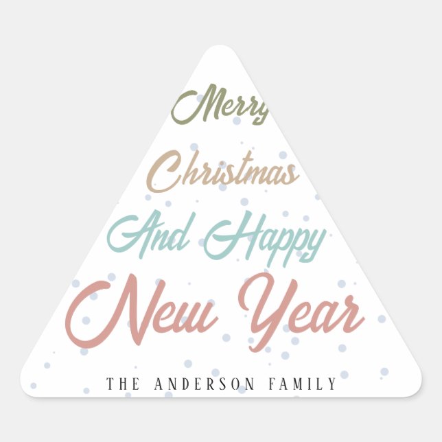 Colourful Merry Christmas Happy New Year  Triangle Triangle Sticker (Front)
