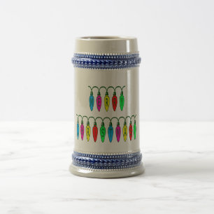 Colourful Merry Christmas Lights Font Beer Stein