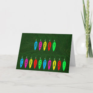 Colourful Merry Christmas Lights Font Holiday Card