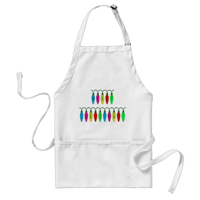 Colourful Merry Christmas Lights Font Standard Apron (Front)
