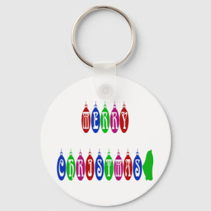 Colourful Merry Christmas Ornament Font Keychain