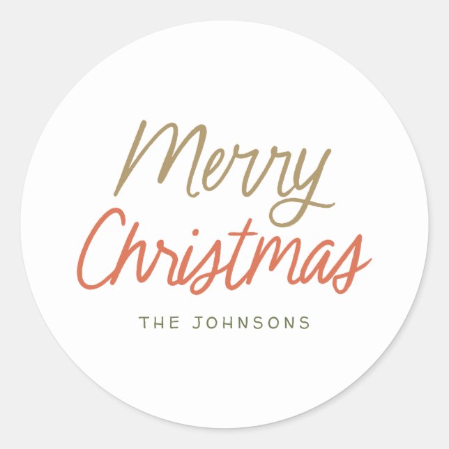Colourful Merry Christmas Personalized Classic Round Sticker (Front)