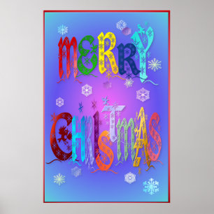 Colourful Merry Christmas Poster-large Poster