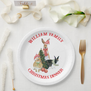Colourful Merry Christmas Text Cute Christmas Part Paper Plate