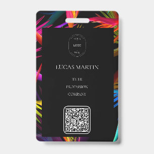 Colourful Messy Black Base Employee Name Badge