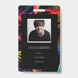 Colourful Messy Black Base Photo Employee Name Badge