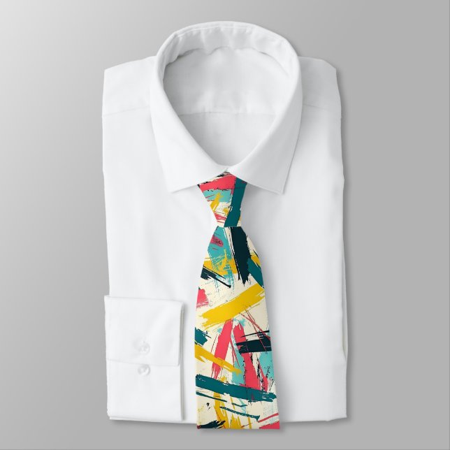 Colourful messy Brushstrokes Pattern Tie (Tied)