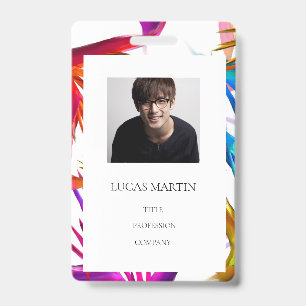 Colourful Messy Photo Employee Name Badge