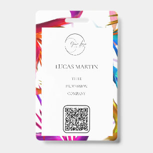 Colourful Messy Tropical Employee Name Badge