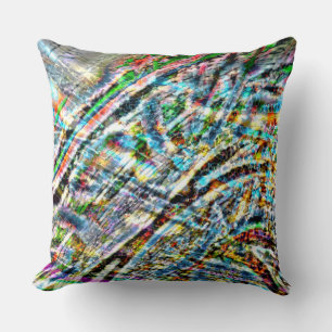 Colourful messy with patches of vibrant colours throw pillow