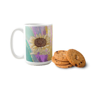 Colourful Metallic Floral Background With Sunflowe Coffee Mug
