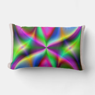Colourful Metallic Fractal Lustre Lumbar Pillow