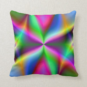 Colourful Metallic Fractal Lustre Throw Pillow
