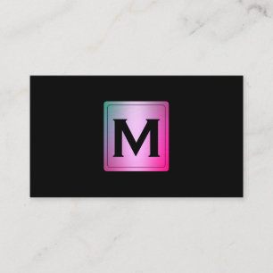 Colourful Metallic Label with Monogram Business Card