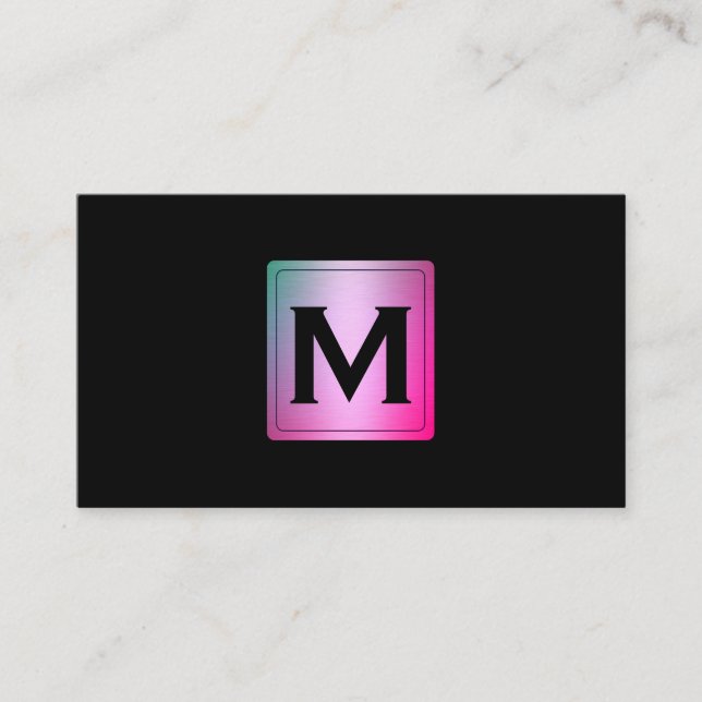 Colourful Metallic Label with Monogram Business Card (Front)