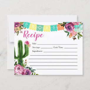 Colourful Mexican Bridal Shower Recipe Card