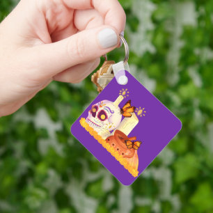Colourful Mexican Day Of The Dead Sugar Skull Keychain