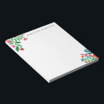 Colourful Mexican Embroidery Custom Name Notepad<br><div class="desc">A colourful accent motif of florals inspired by the embroidery of native Mexican artisans and your name in elegant type makes this personalized note pad an easy choice for keeping on a well-styled desk.</div>